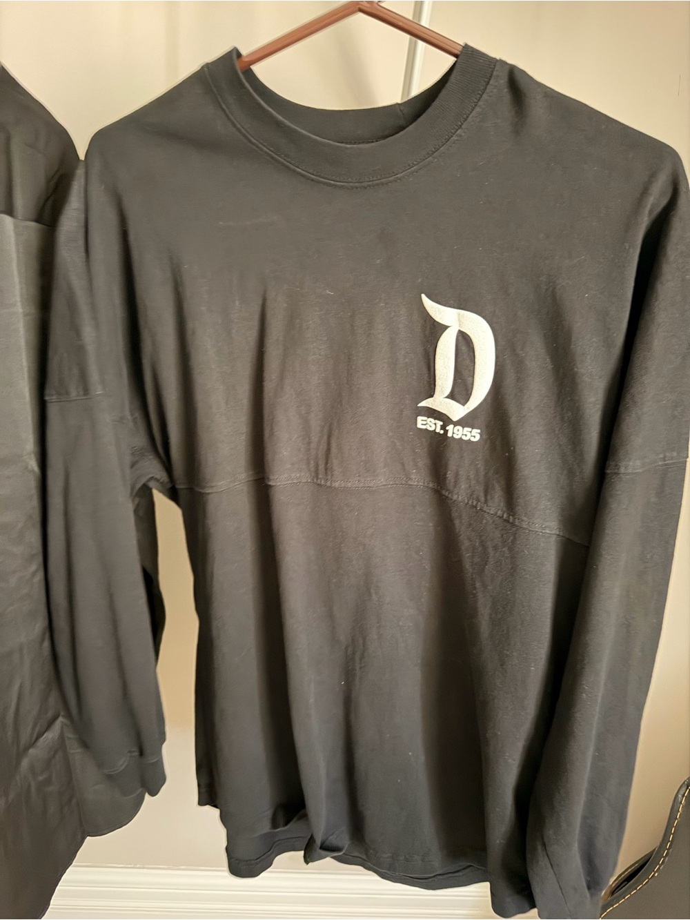 Disney Black Crewneck Sweatshirt with White "D" Logo
